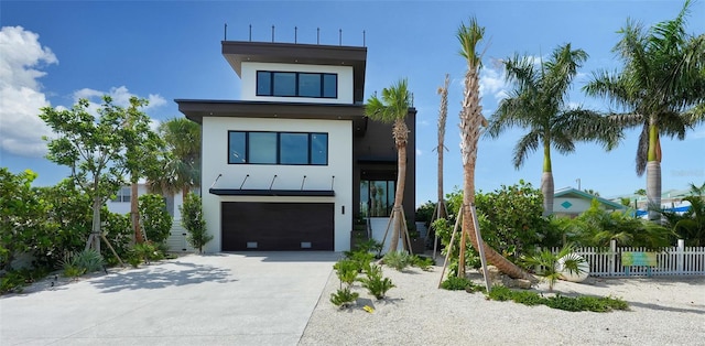 contemporary home featuring a garage