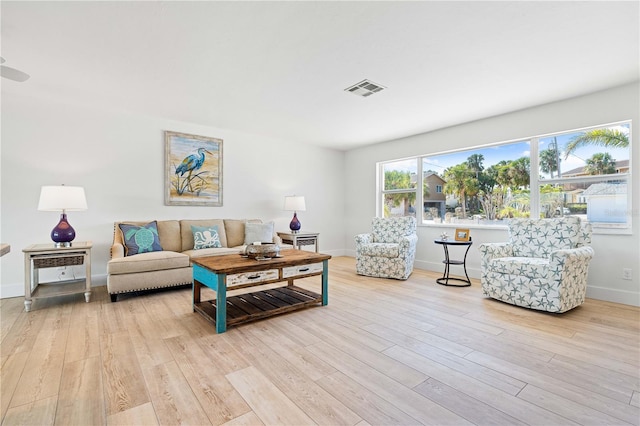 living room featuring light hardwood / wood-style floors