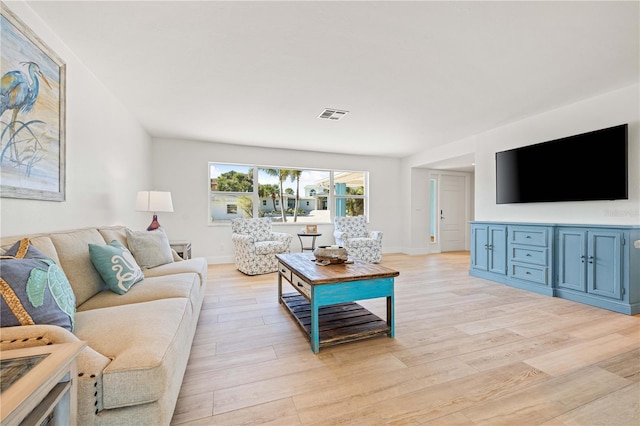 living room featuring light hardwood / wood-style flooring