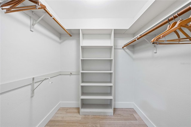 spacious closet featuring light hardwood / wood-style flooring