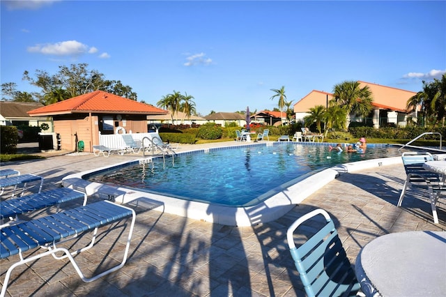 view of pool featuring a patio