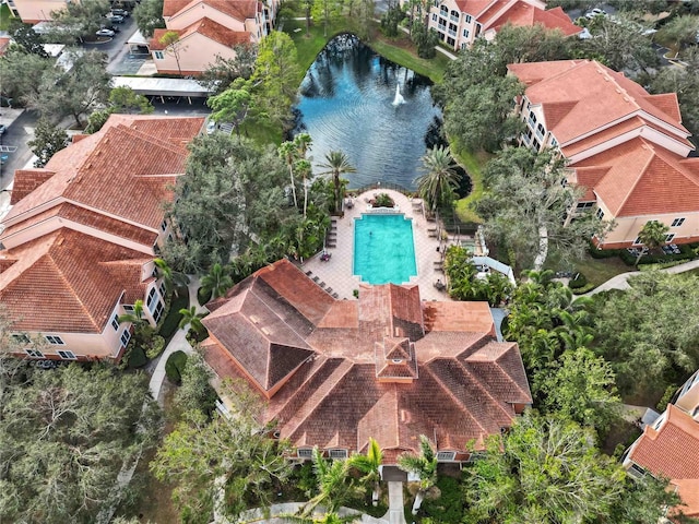 4106 Central Sarasota Pkwy Unit 1013, Sarasota, FL 34238 - aerial view of a pool area and a large body of water