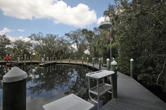 view of dock featuring a water view