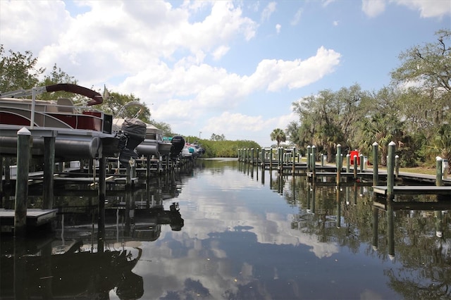 view of dock featuring a water view