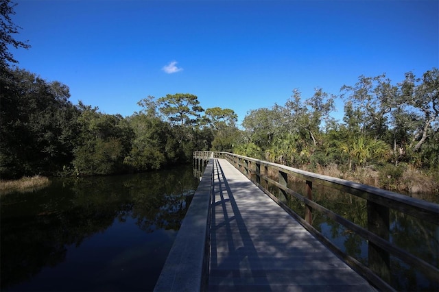 view of dock featuring a water view