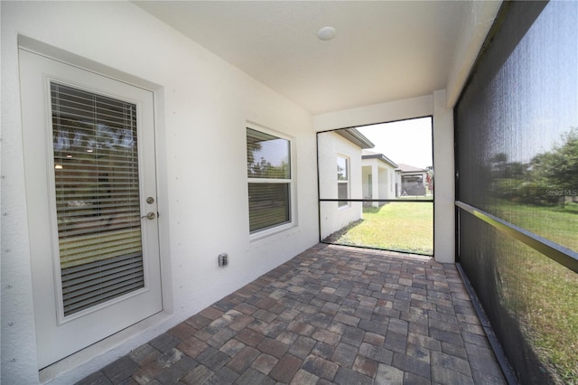 view of unfurnished sunroom