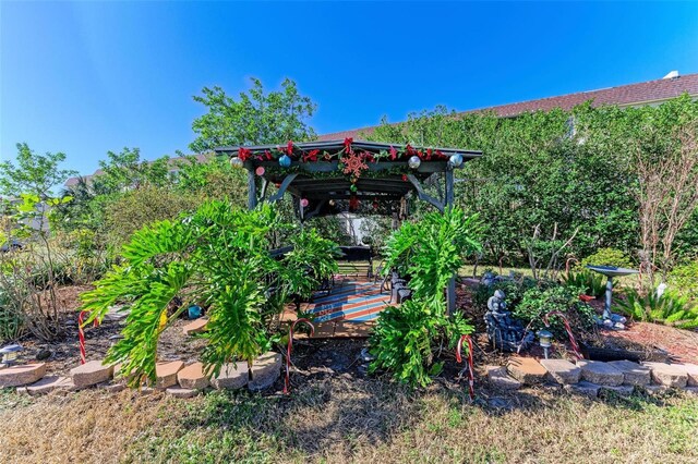 view of yard featuring a wooden deck