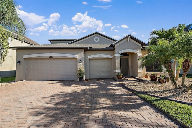 single story home with a garage