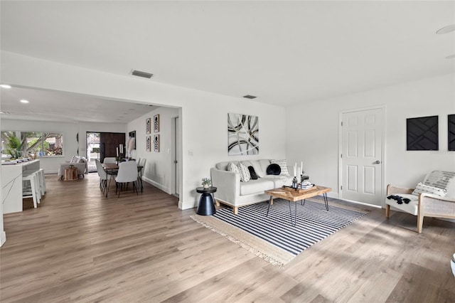 living room featuring light hardwood / wood-style flooring