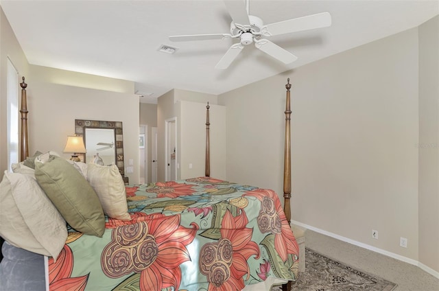 bedroom featuring ceiling fan