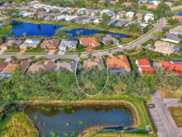 bird's eye view featuring a water view