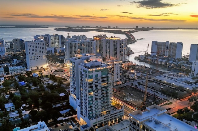 view of city with a water view