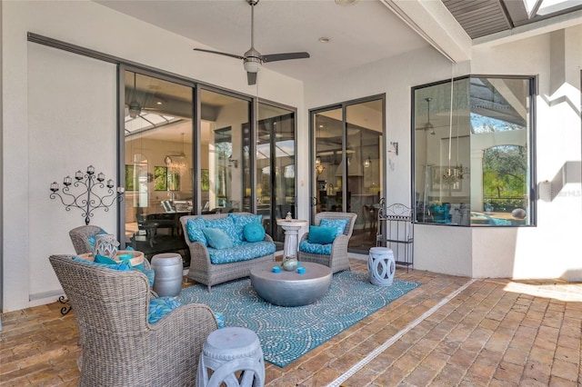 view of patio / terrace featuring outdoor lounge area and ceiling fan