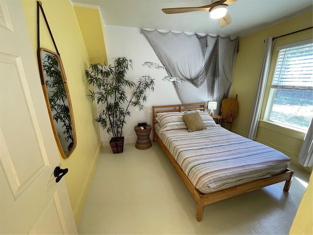 bedroom featuring ceiling fan