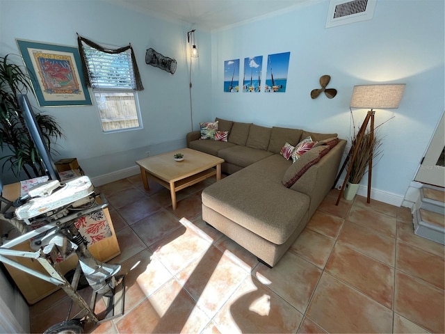 view of tiled living room