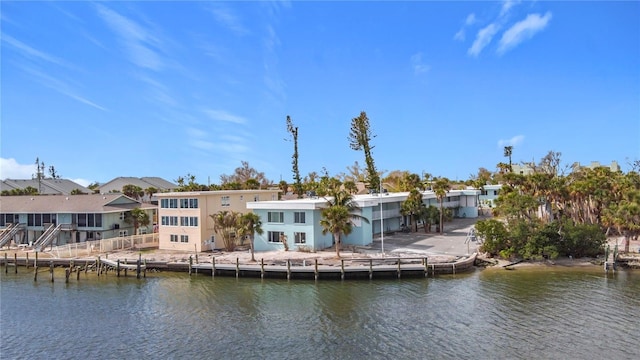 dock area featuring a water view