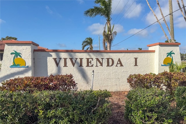 view of community sign