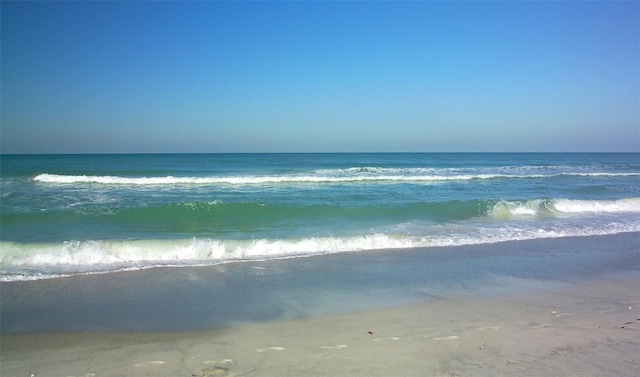 view of water feature featuring a view of the beach