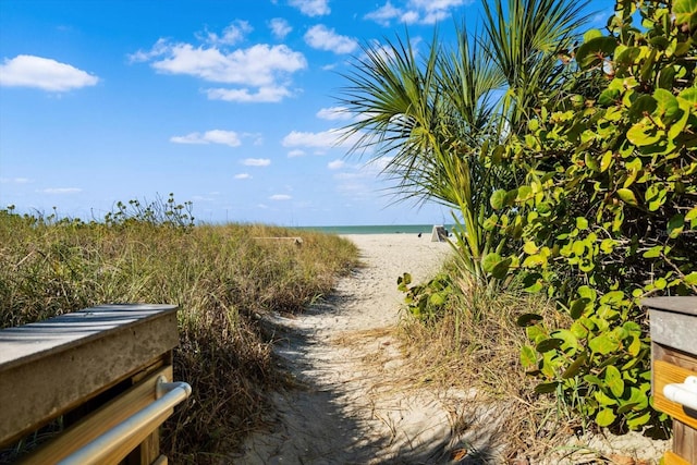 property view of water with a beach view