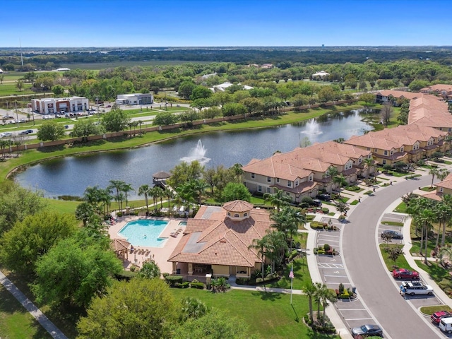 bird's eye view featuring a water view