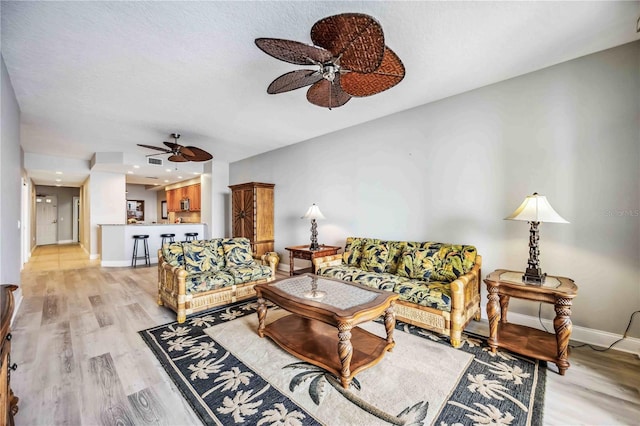 living room with light wood-type flooring