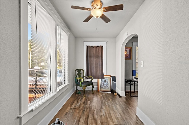 hall with dark wood-type flooring