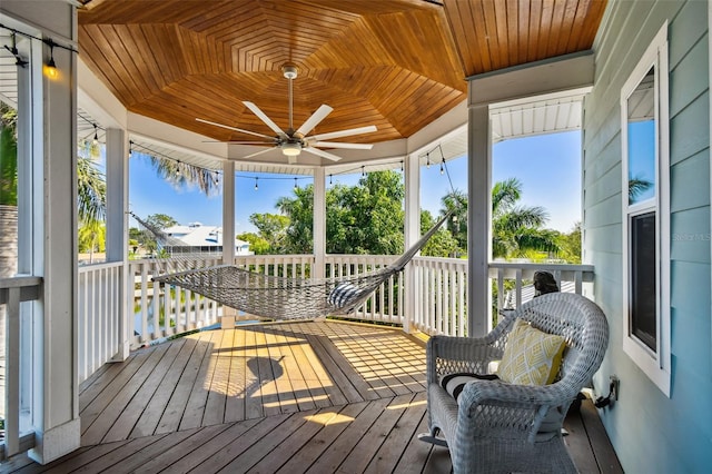 deck featuring ceiling fan