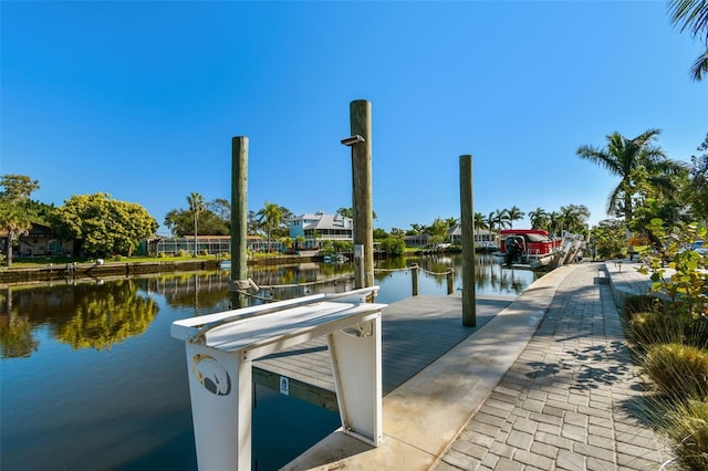 view of dock featuring a water view