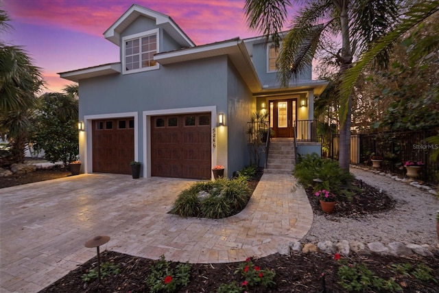 view of front of house with a garage