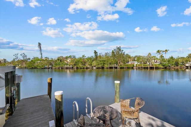 view of dock featuring a water view