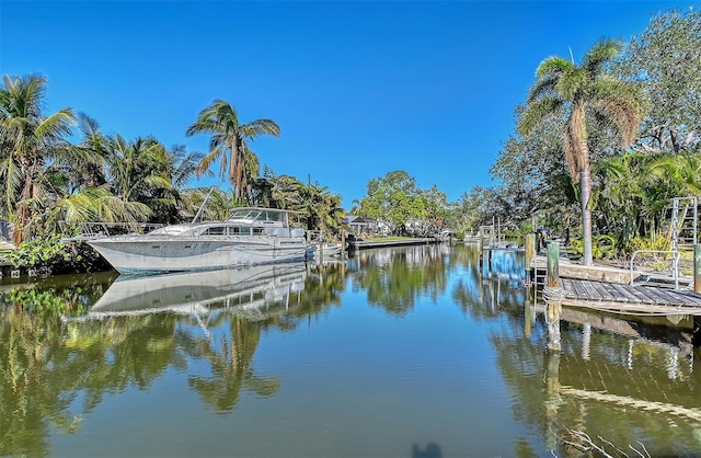 dock area with a water view