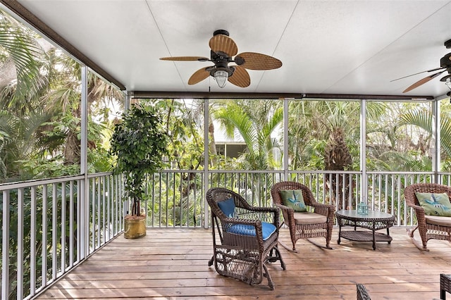 deck featuring ceiling fan