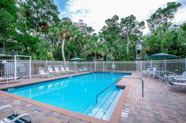 view of pool featuring a patio area