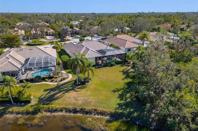 drone / aerial view with a residential view