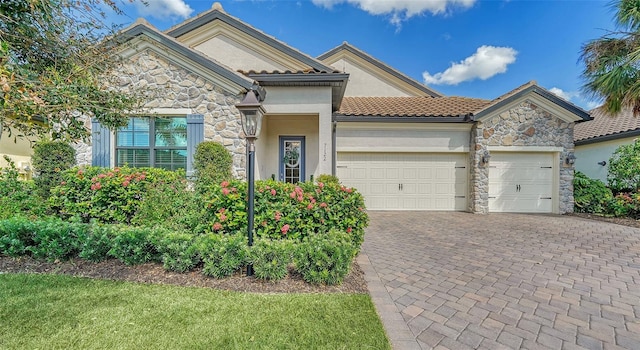 view of front of house with a garage