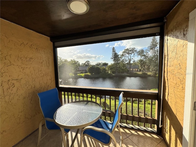 balcony with a water view