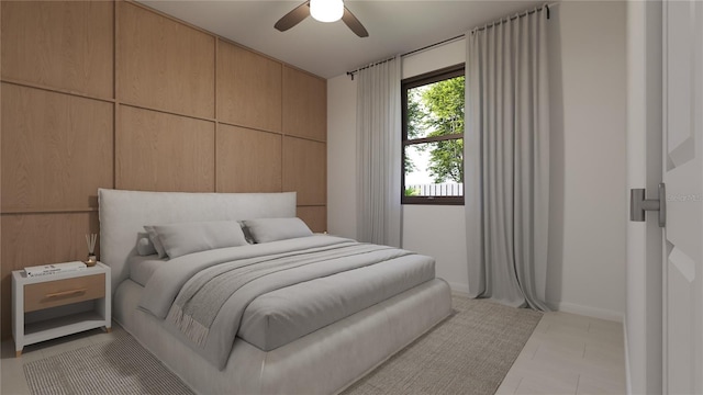 bedroom featuring ceiling fan