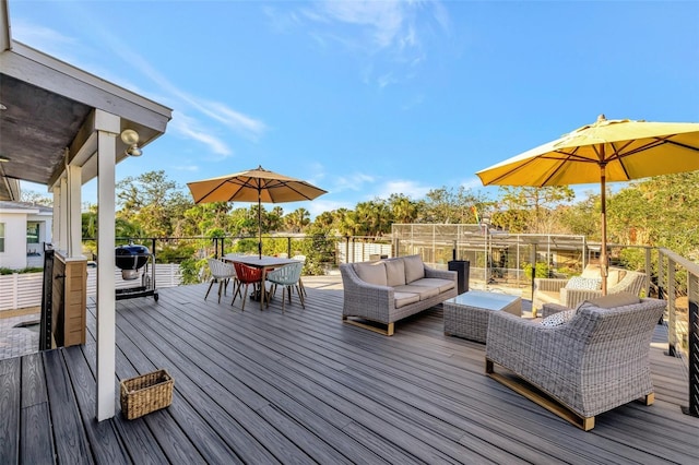 deck with an outdoor living space