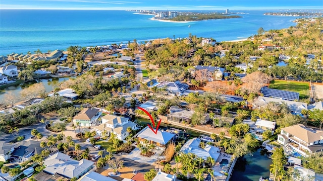 bird's eye view featuring a water view