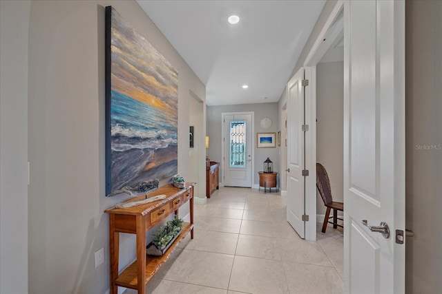 interior space featuring light tile patterned floors