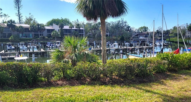 view of dock featuring a water view