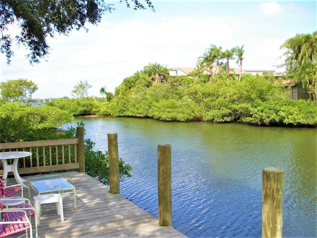 view of dock featuring a water view