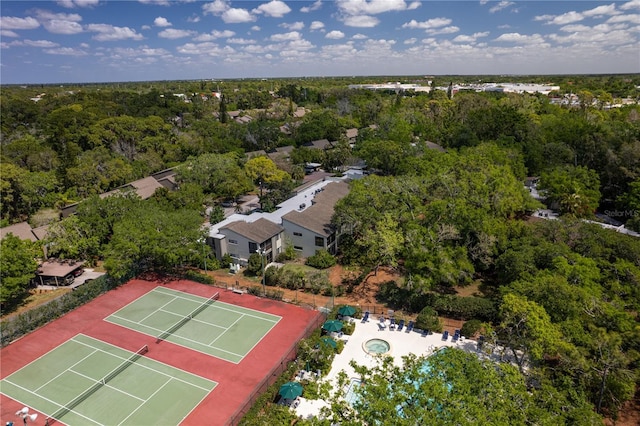 aerial view featuring a view of trees