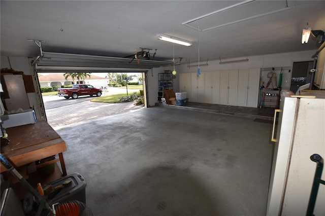 garage with a garage door opener