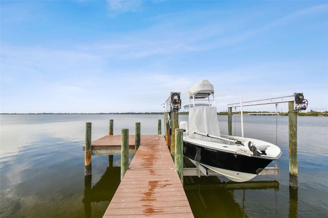 view of dock featuring a water view