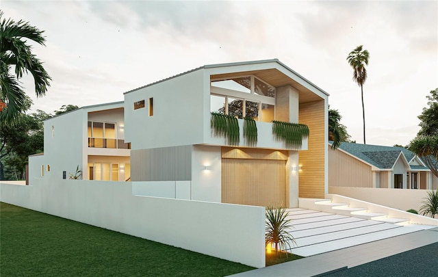 contemporary home featuring a garage