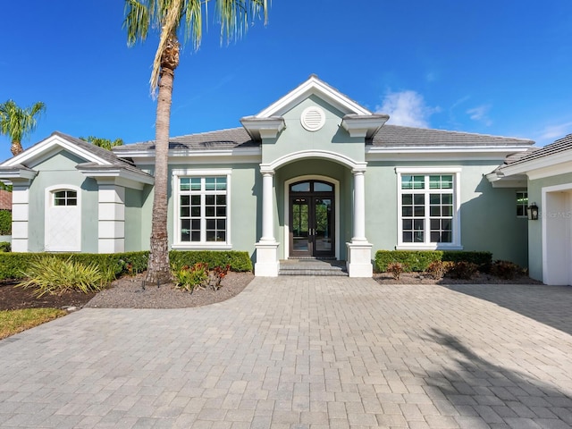 view of front facade with french doors