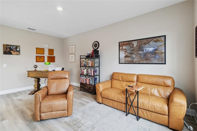 living room featuring light hardwood / wood-style floors