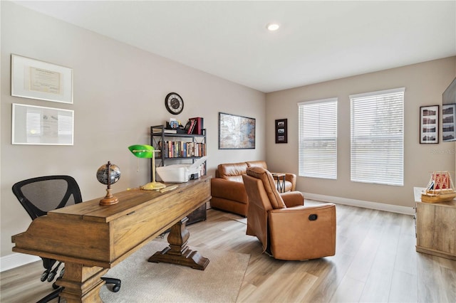 office with light hardwood / wood-style floors