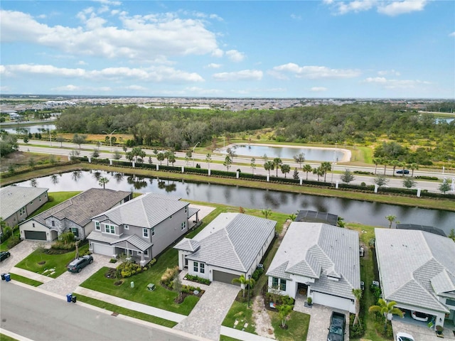 bird's eye view featuring a water view